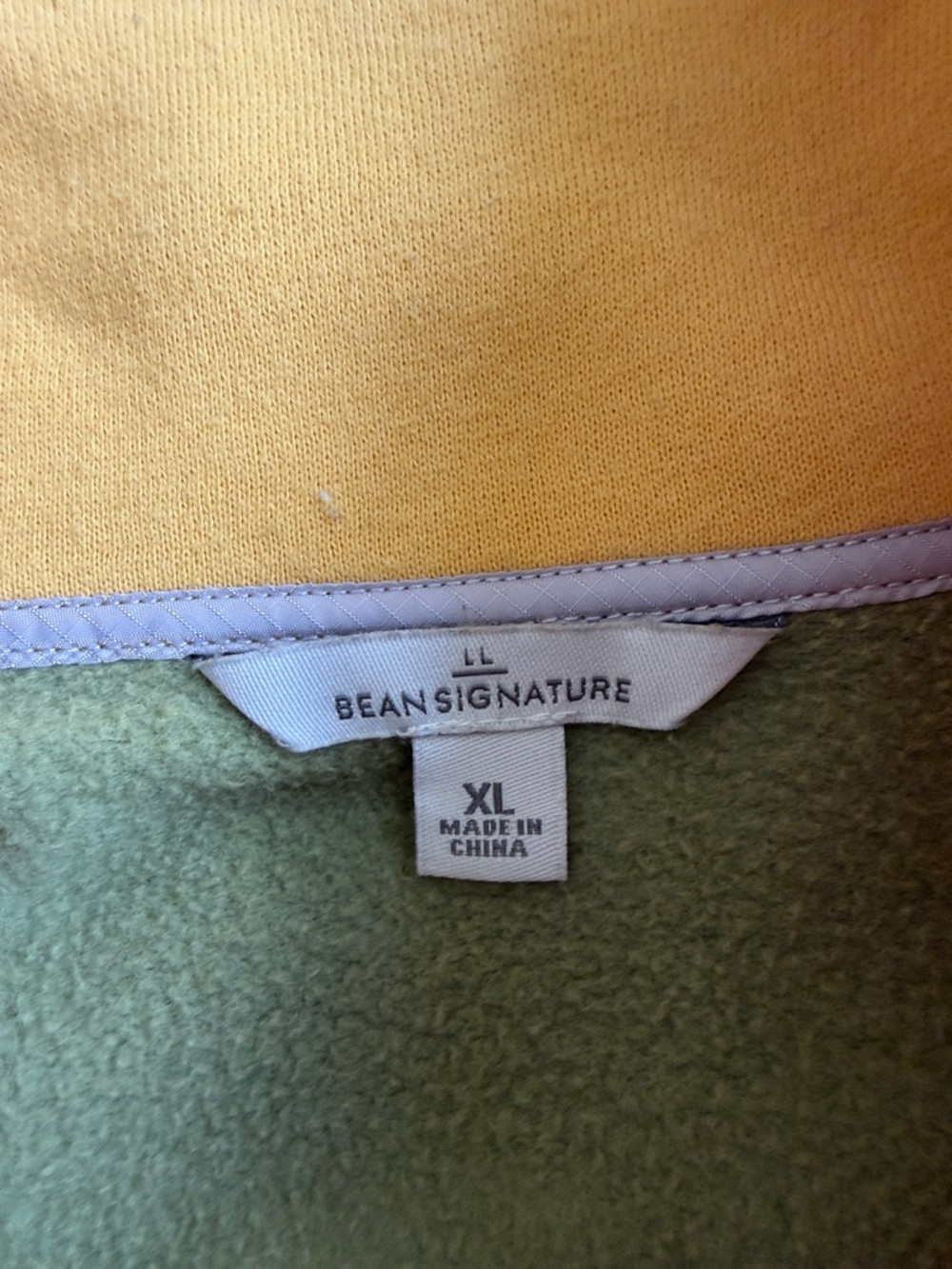 L.L. Bean Two-Tone Fleece Pullover in Yellow and Sage Green - Picture 2 of 6
